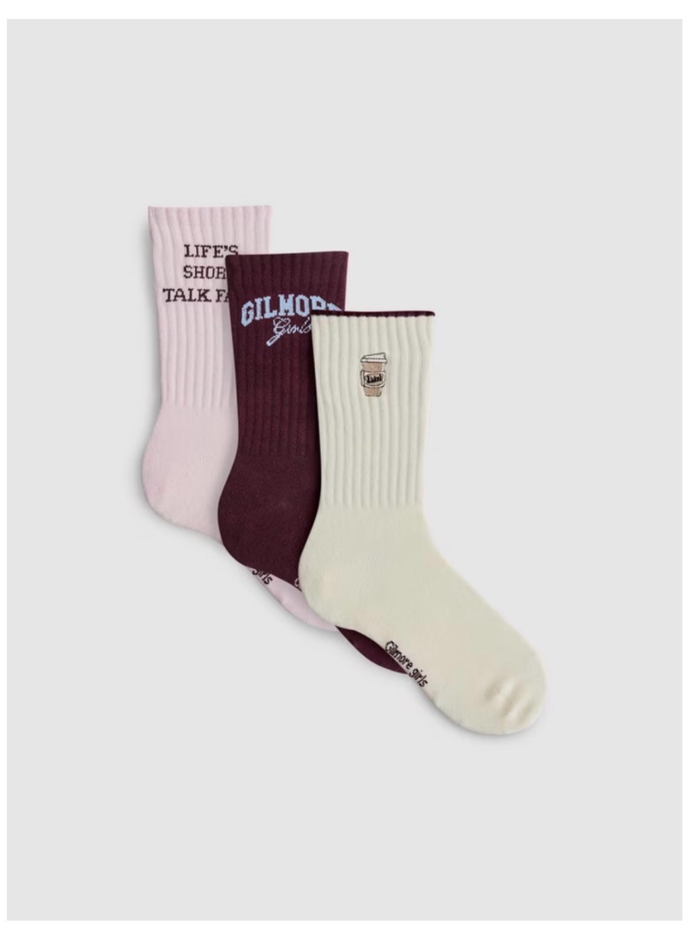 Primark 3pk Gilmore Girls Cotton Blend Crew Socks